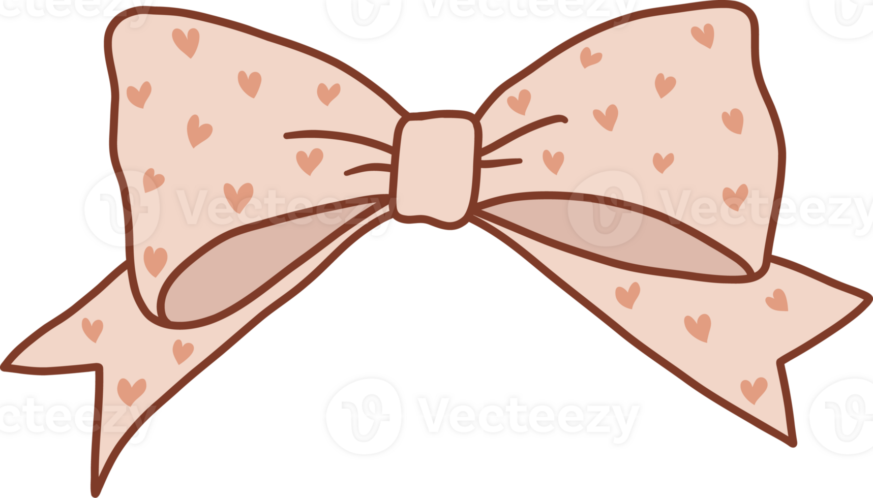 Hand drawn vintage coquette ribbon bow orange color png