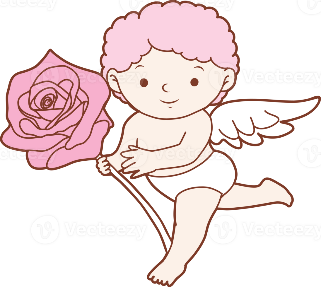 hand drawn design with vintage coquette cupid png