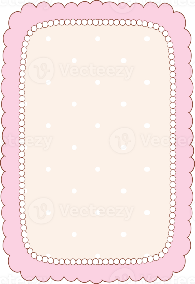 Hand drawn frames collection in coquette style graphic set light pink pastel color style A4 card size png