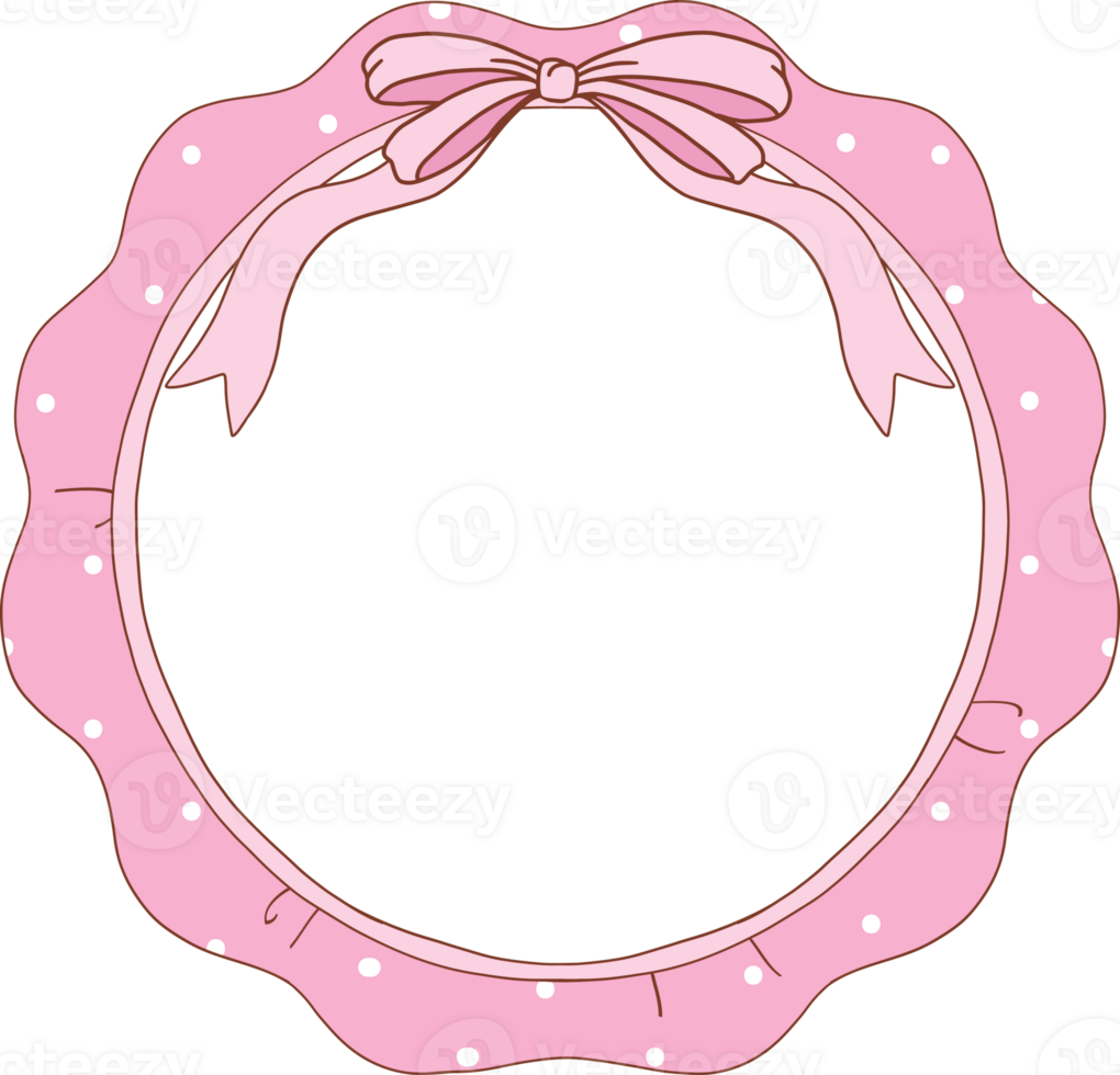 whimsical circle frames collection in coquette style graphic set light pink png