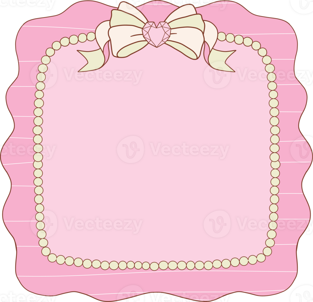 Hand drawn whimsical rounded square frames collection in coquette style png