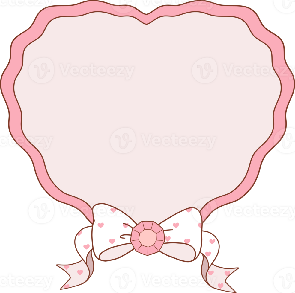Coquette Valentine heart Frame , Valentine's Day Frame, Doodle Heart Frame png