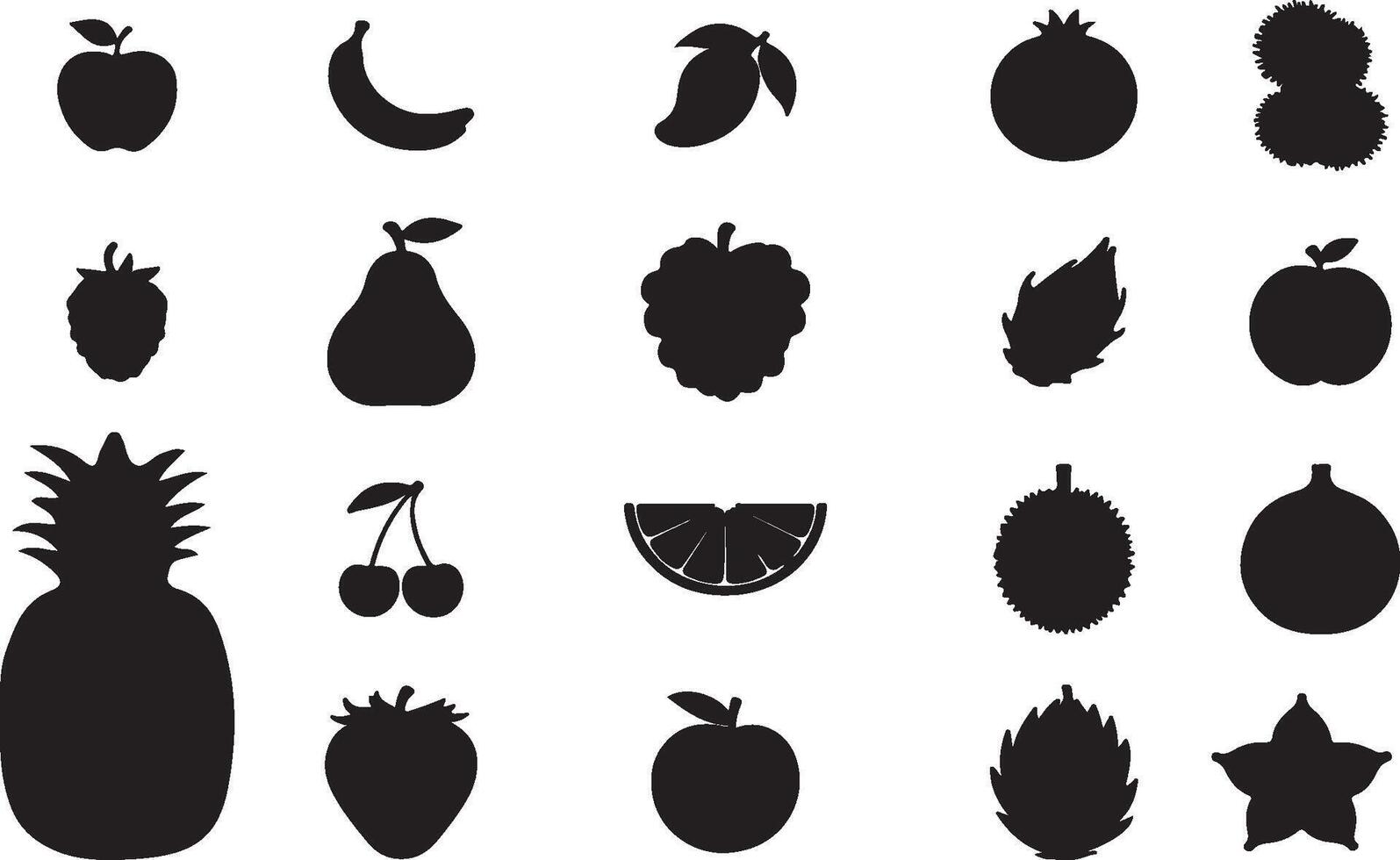 Various fruit silhouettes on a white background vector
