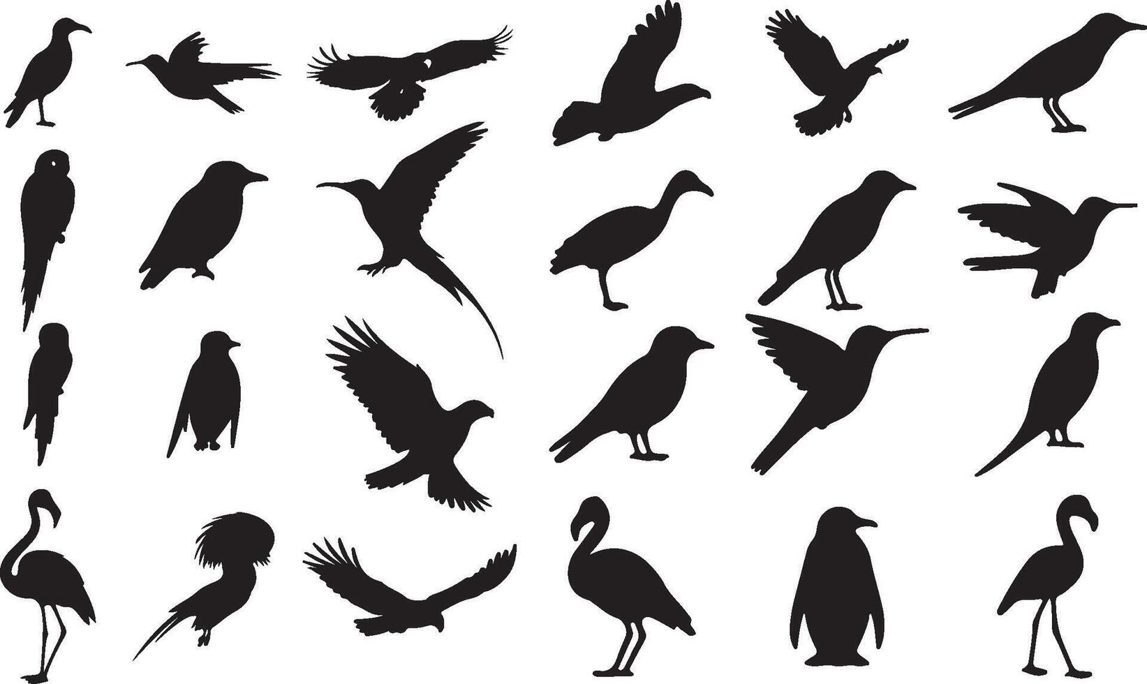 A collection of silhouettes of birds vector