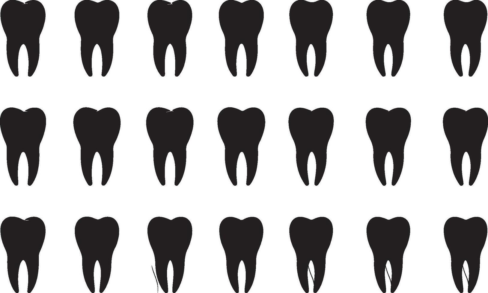 A set of black and white teeth on a white background vector