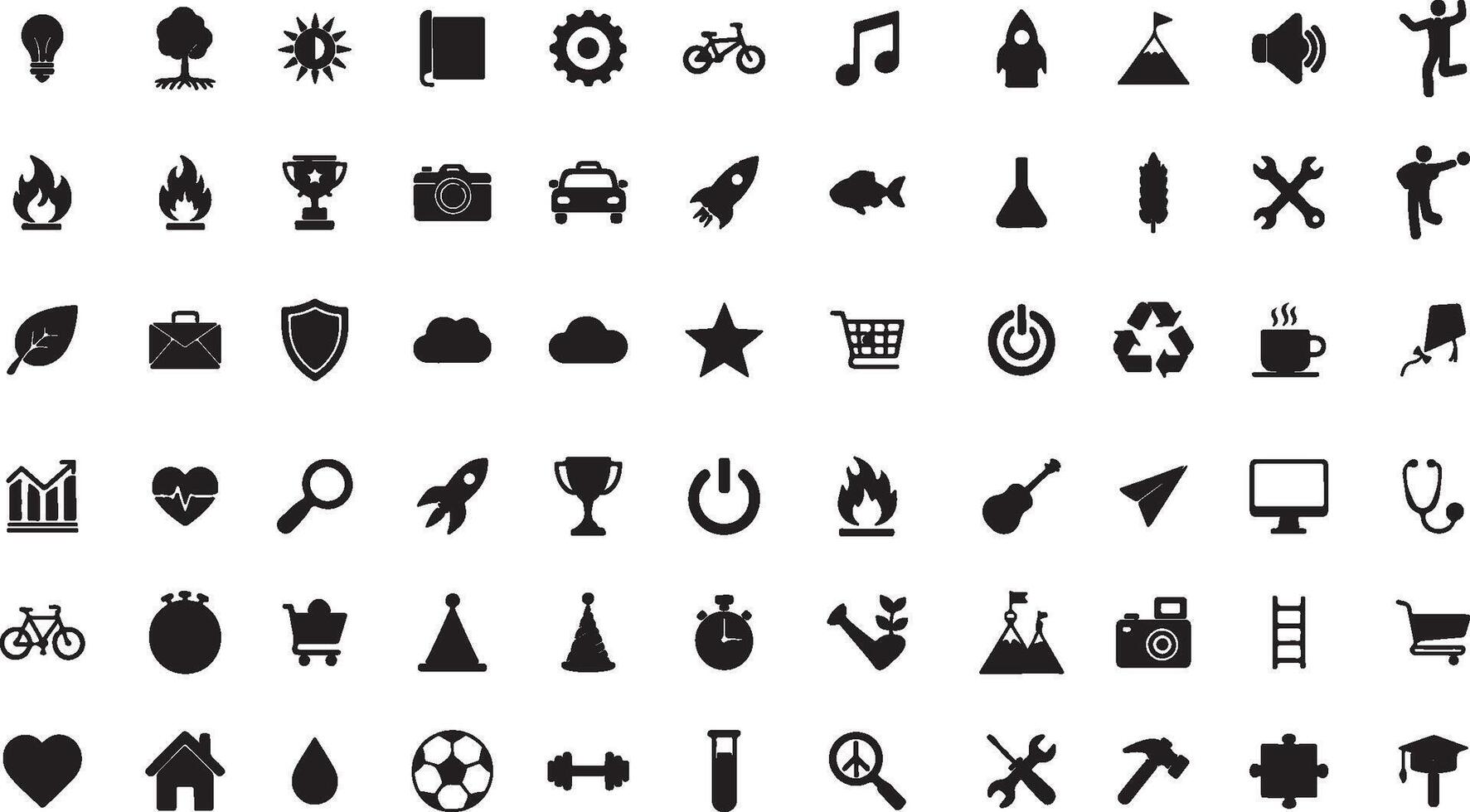 A set of black icons on a white background vector