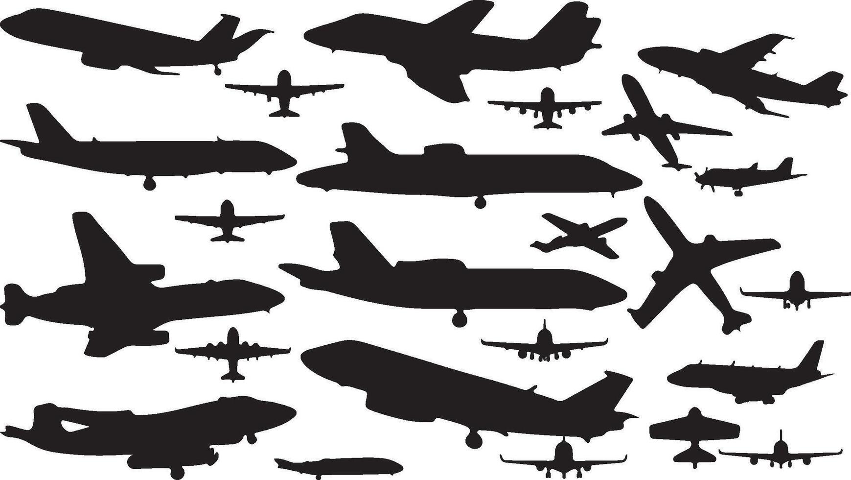 Airplane silhouettes set of different types of aircraft vector