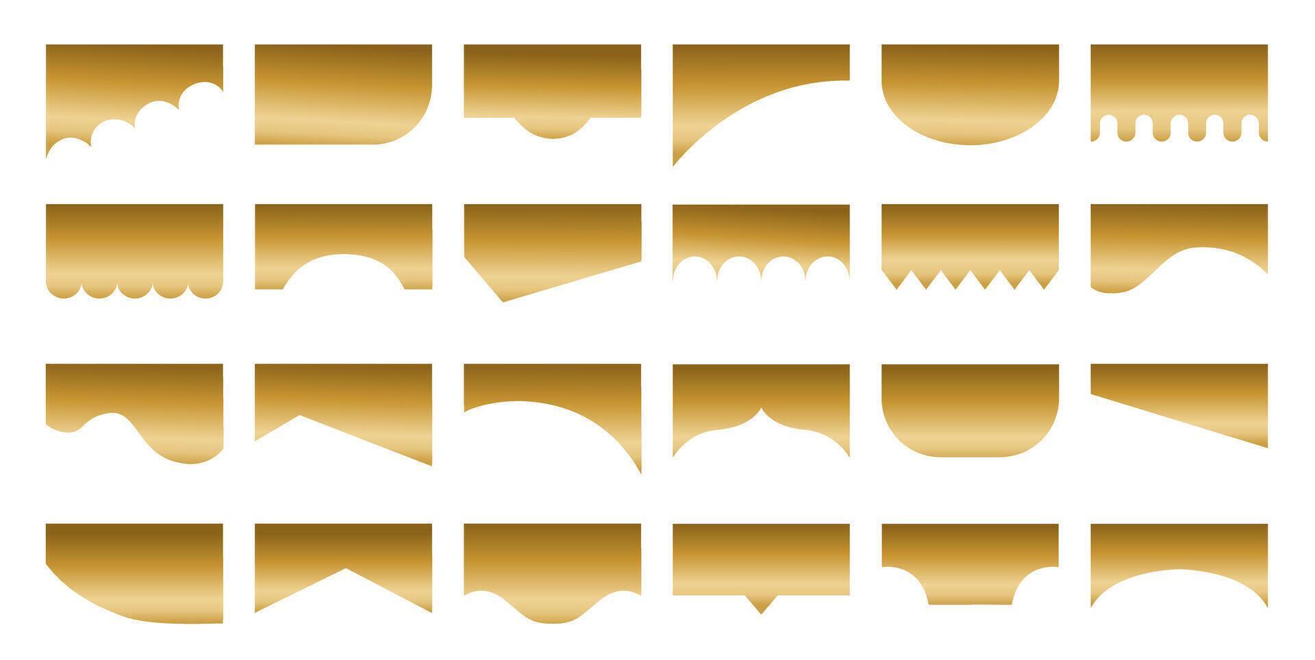 Collection of Golden Ribbon Top Side Border, Divider, Separation Set vector