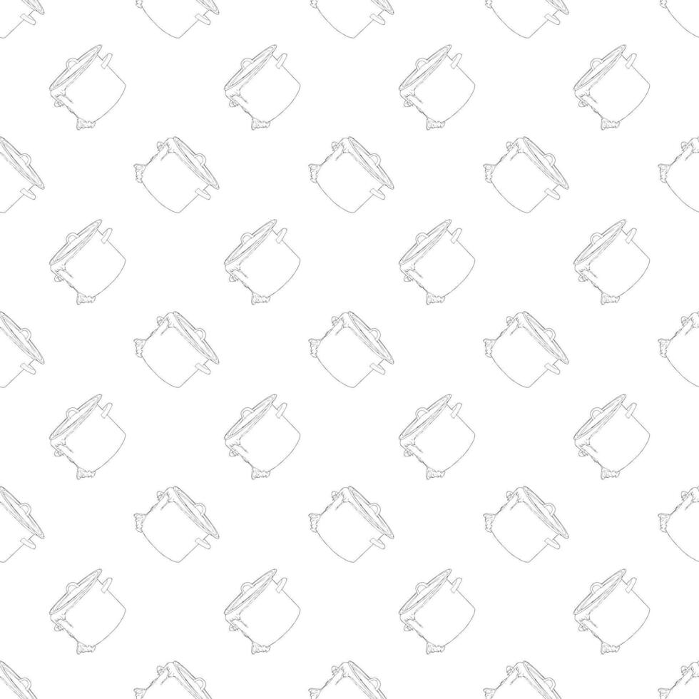 Dough running out of the pan. Doodle style. Seamless pattern. vector