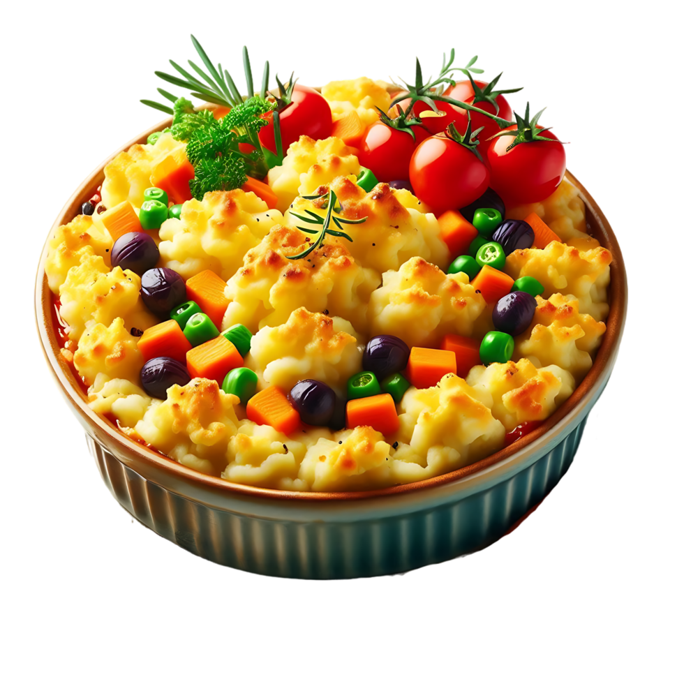 A pie filled with vegetables and potatoes png