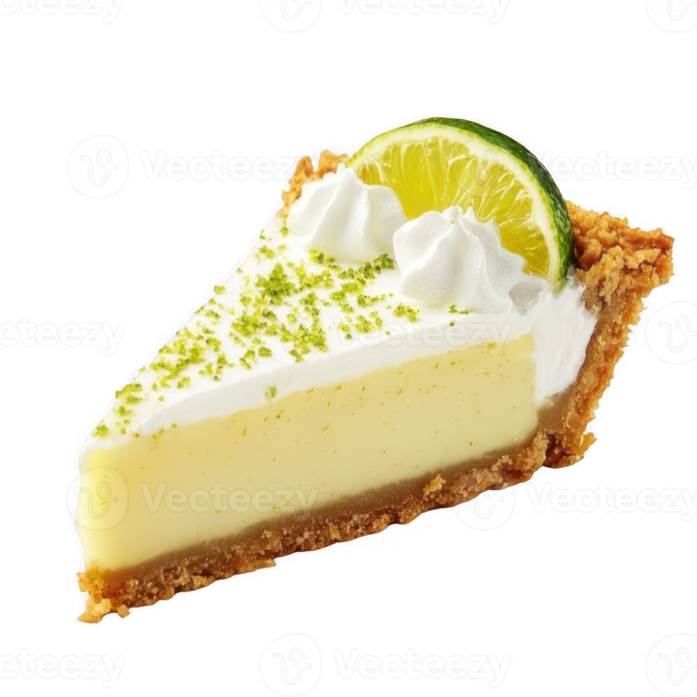 A slice of key lime pie with whipped cream and lime png
