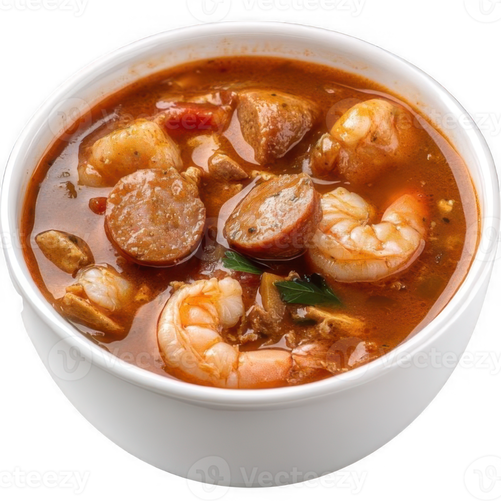 Shrimp soup in a bowl. Gumbo png