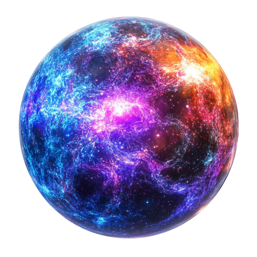 A sphere with a colorful and glowing star png