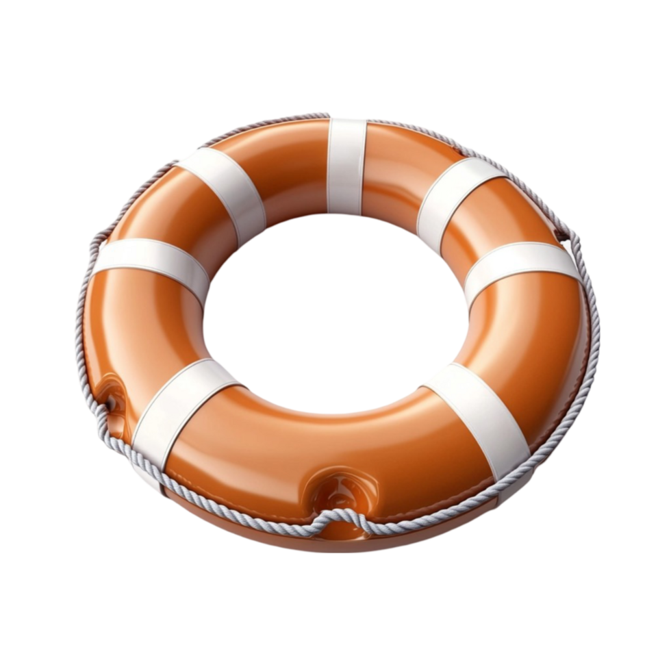 Emergency Orange Life Ring Isolated on a Transparent Surface png