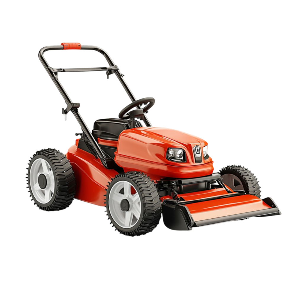 Modern Red Grass Cutter on a Transparent Surface png