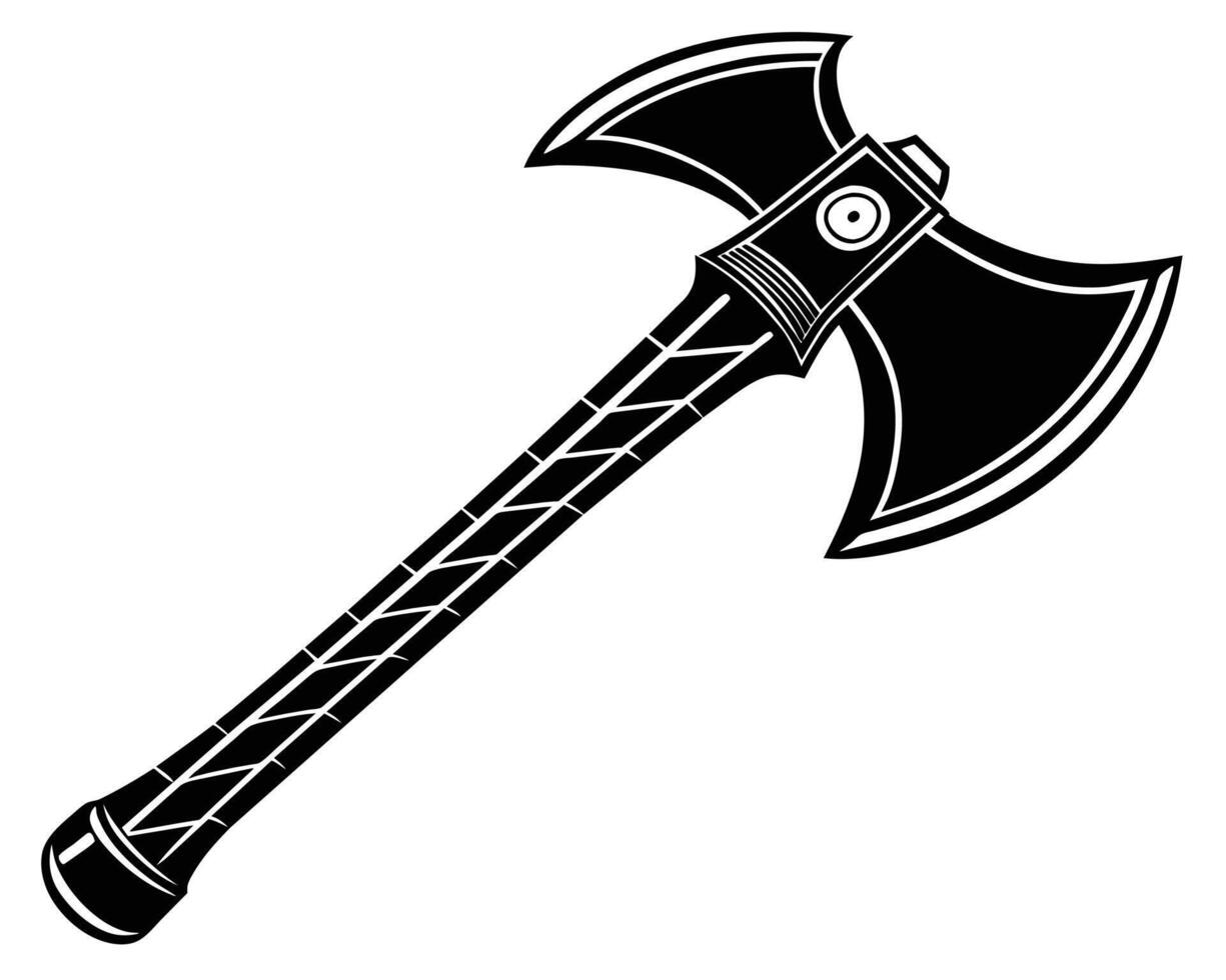illustration of a powerful double-headed axe. vector