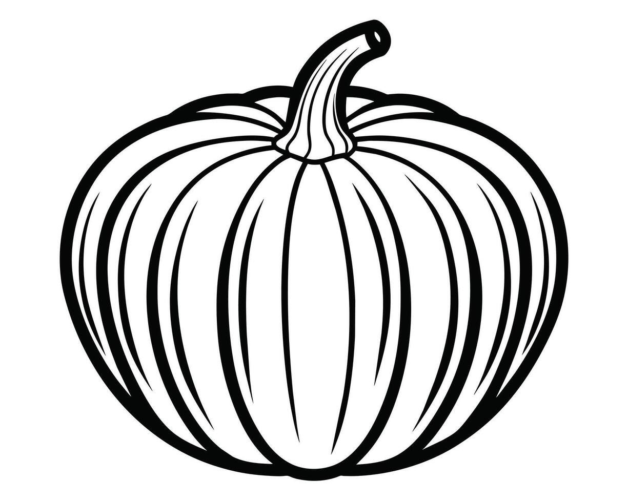 A black and white illustration of a pumpkin. vector