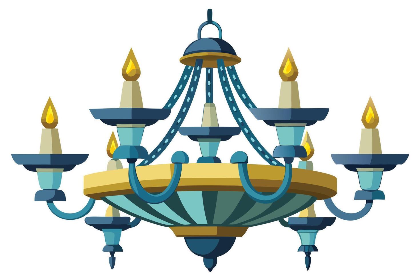 Elegant blue and gold chandelier illustration for interior design. vector