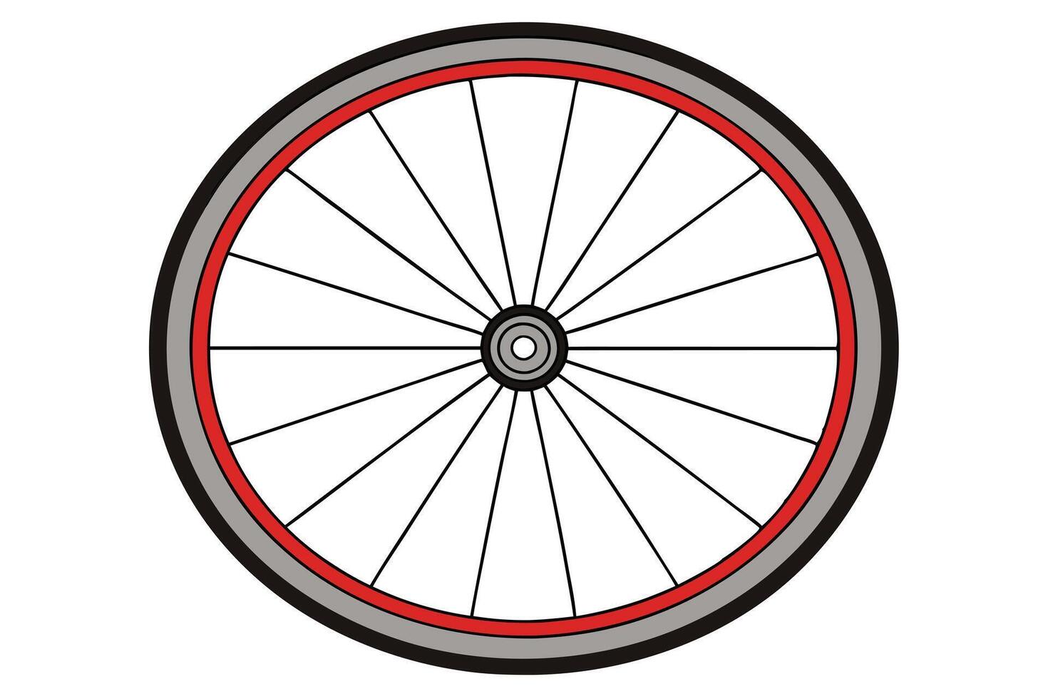 A bicycle wheel with orange rim. vector