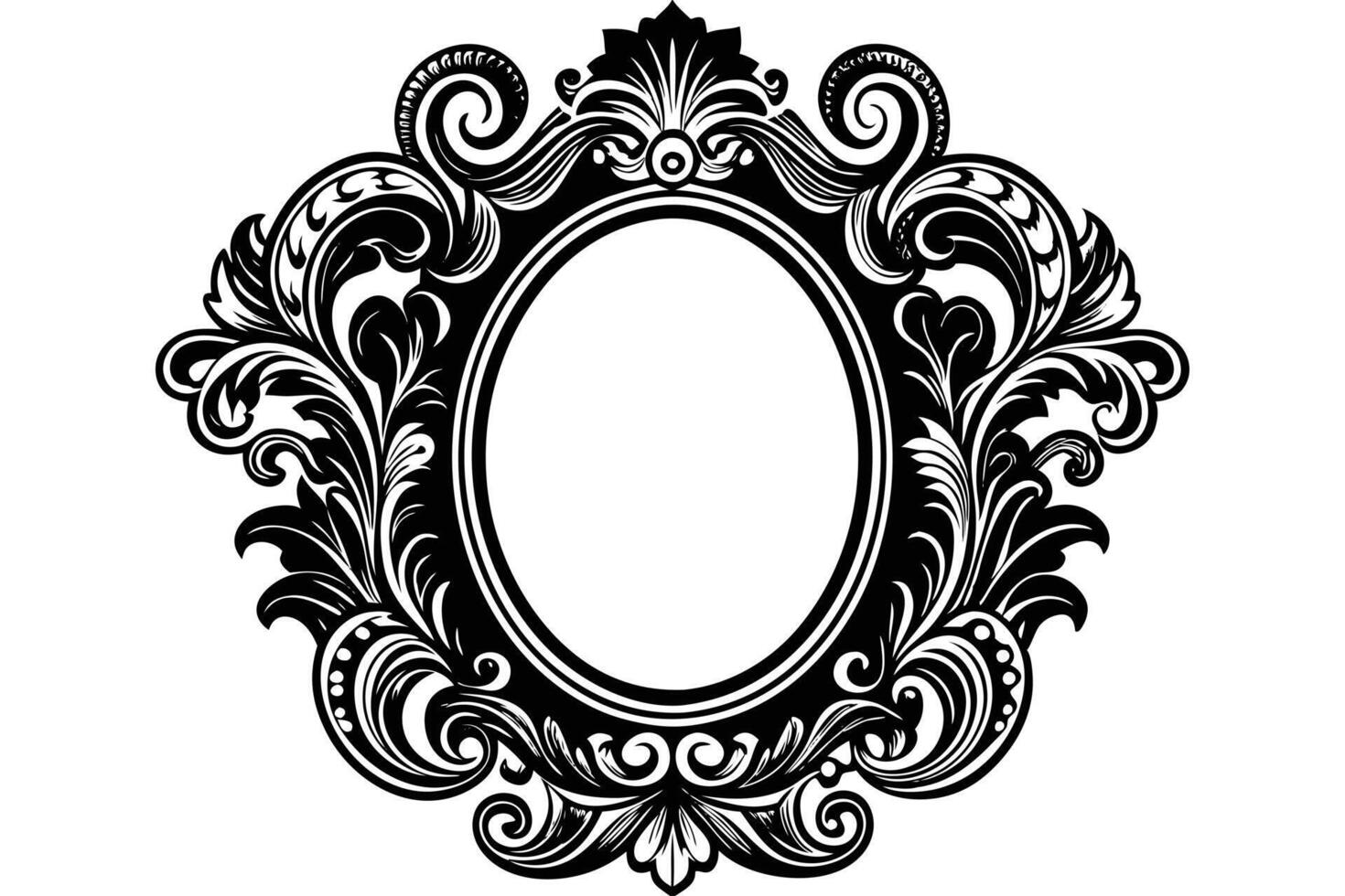 Ornate Oval Frame Design in Vintage Style vector