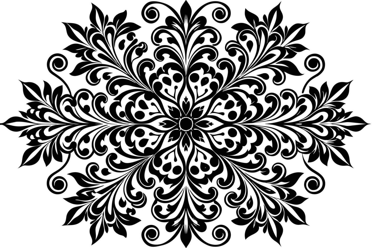 A Black and White Floral Mandala Design vector