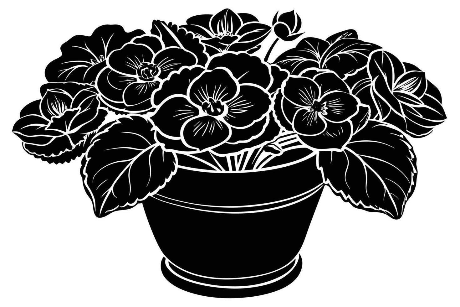 Illustration of a Flowering Plant in a Pot vector