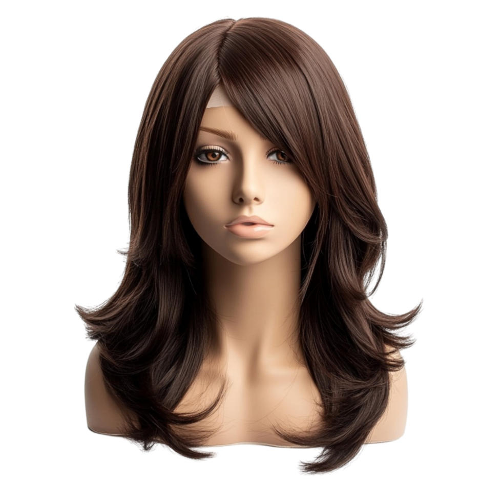 A wig with long brown hair png