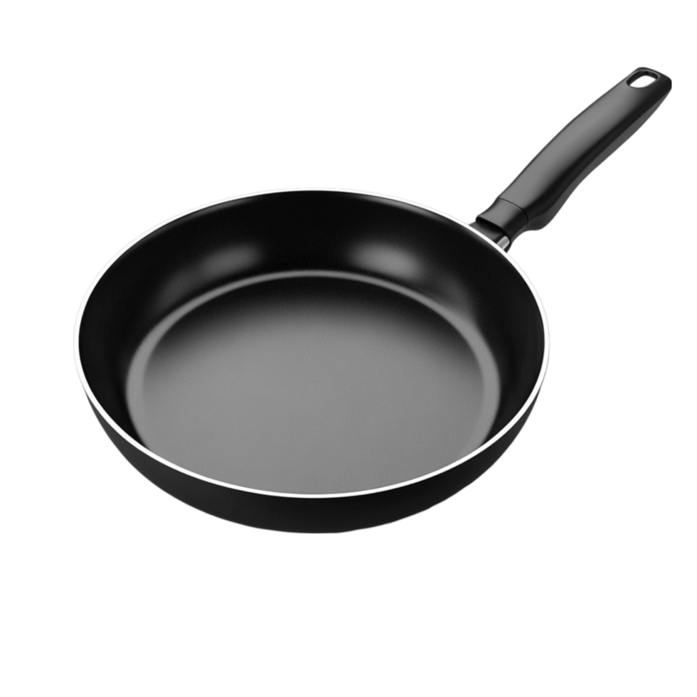Kitchen Frying Pan with Metallic Finish on Transparent Background png