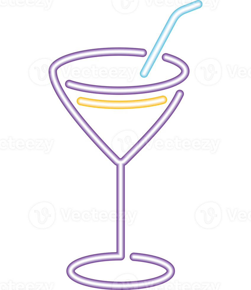 neon cocktail celebration icon isolated design png