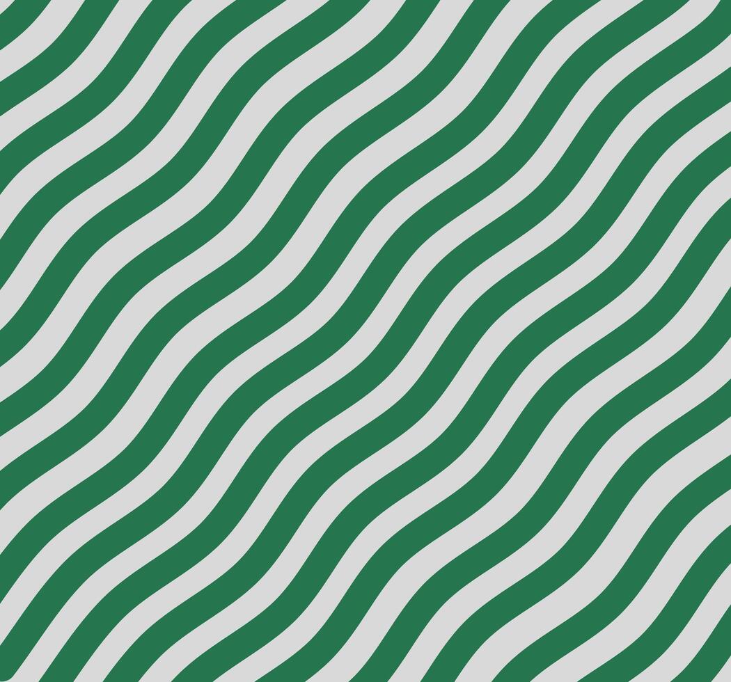 Seamless pattern with green and white wavy lines background. vector
