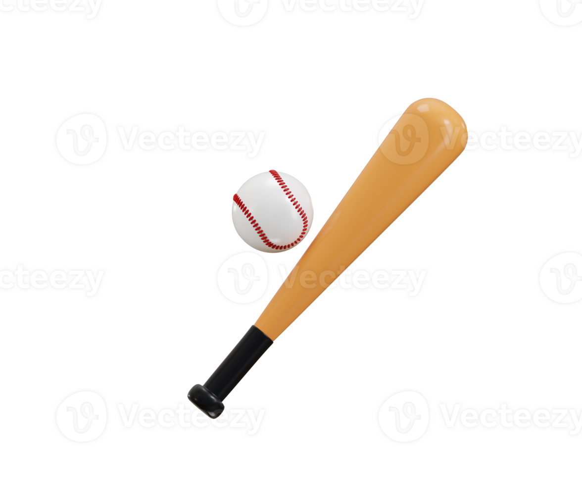 Baseball with baseball bat icon 3d rendering illustration png