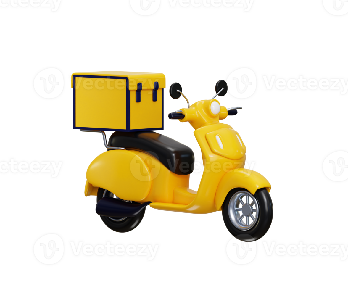 Scooter with Box Delivery service icon concept of Time to shopping, fast food delivery icon illustration png