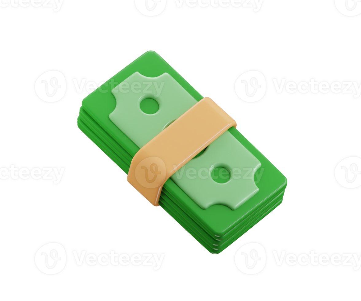 money bundle icon 3d render concept of Deposit, wealth, accumulation and inheritance. Business and finance cash bundle icon illustration png