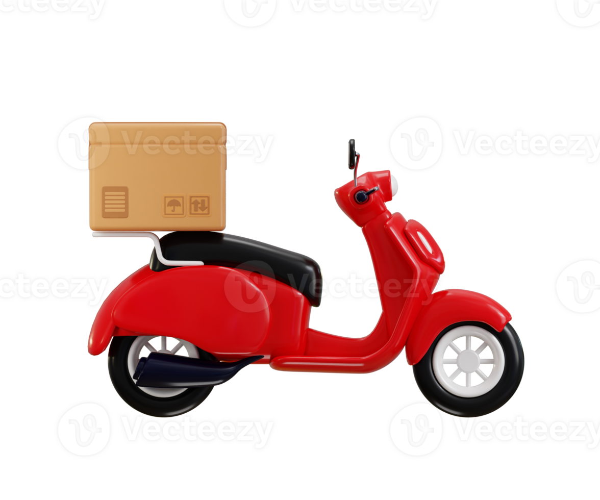 Scooter with Box Delivery Courier service icon concept of Time to shopping fast delivery icon illustration png