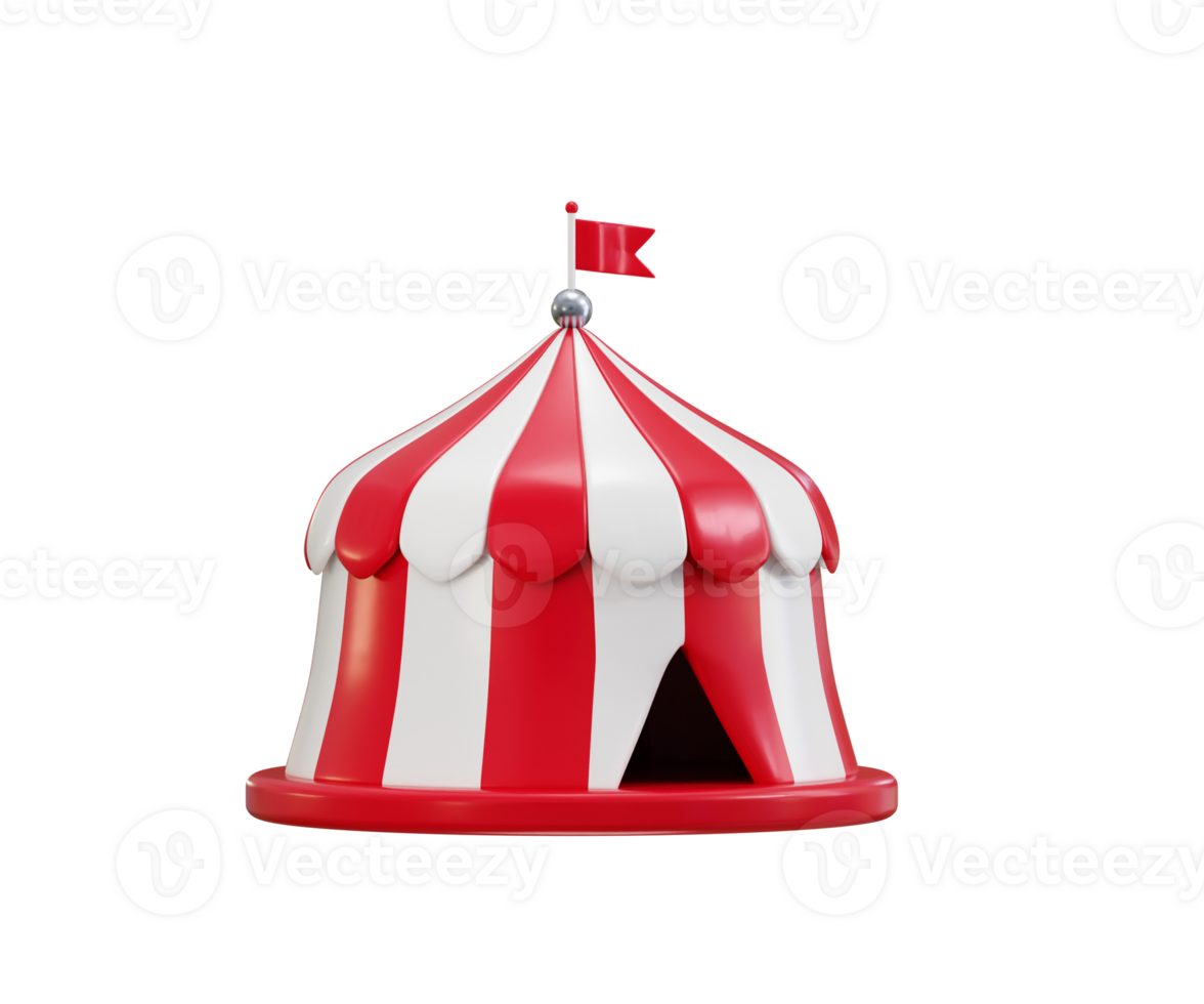 Circus tent icon 3d render concept of Carnival stage game illustration png