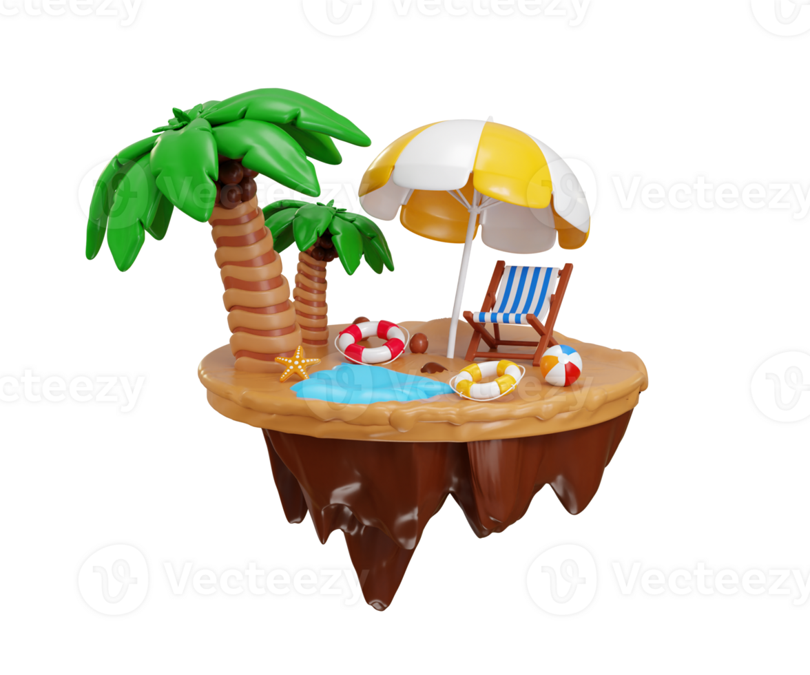 Holiday Beach icon 3d render concept of vacation beach, summer travel, beach parasol, travel vacation icon illustration png