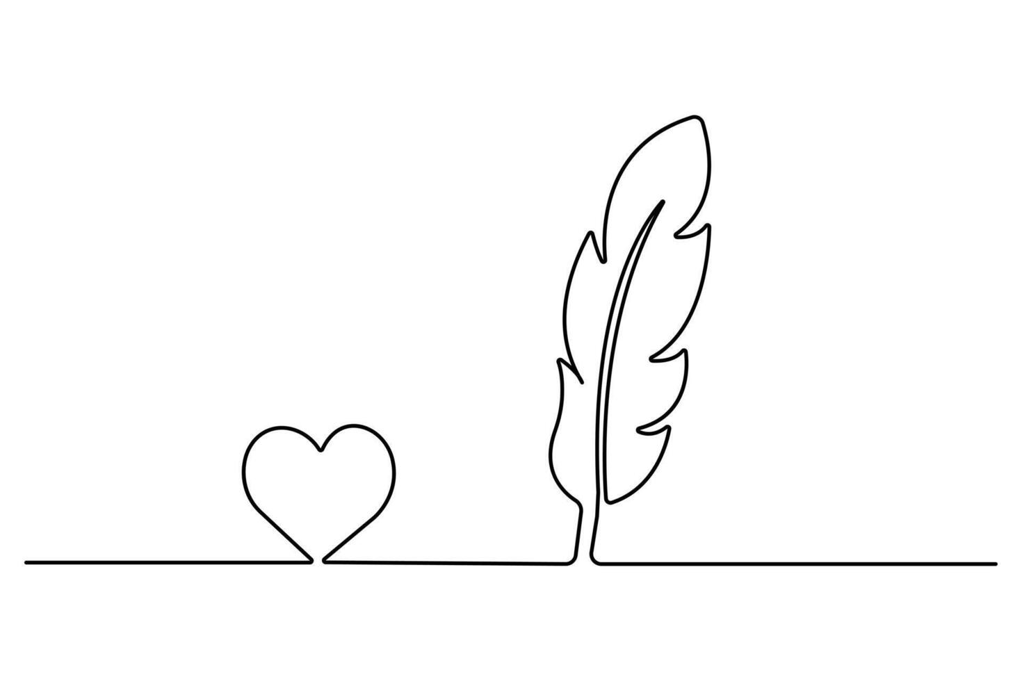 Bird feather continuous one line design of minimalist style illustration vector