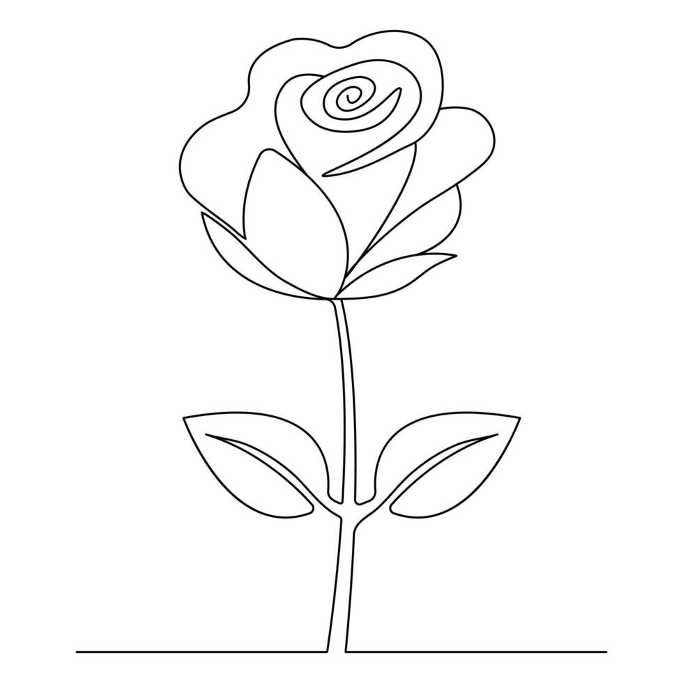 Rose continuous single line art drawing of white background vector
