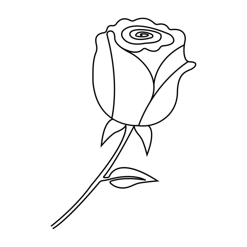 Rose continuous single line icon design with editable Stroke. vector