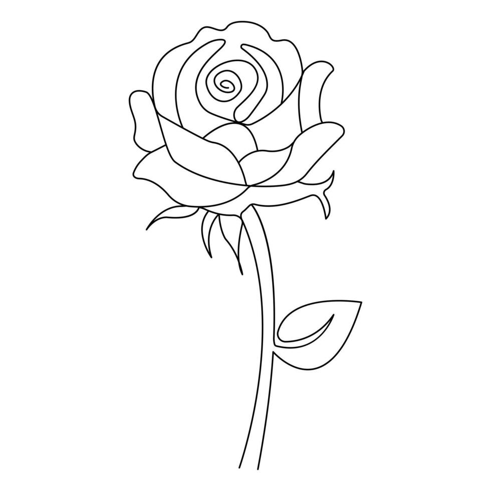 Rose continuous one line drawing with isolated on white background design vector