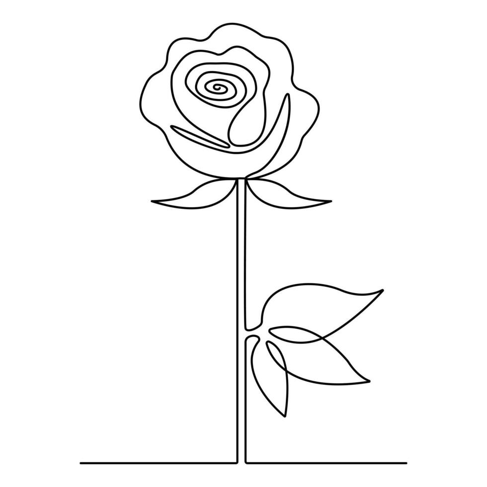 Continuous one line art simple rose sketch outline illustration vector