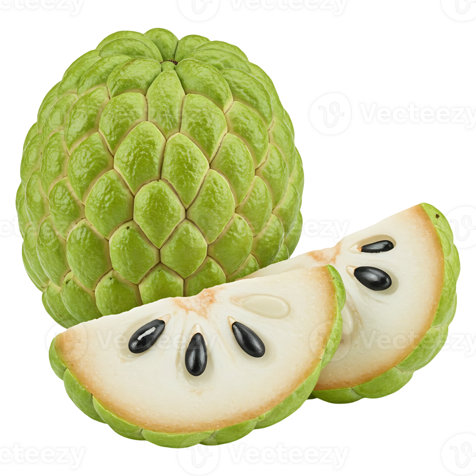 Sliced Cherimoya White Flesh png