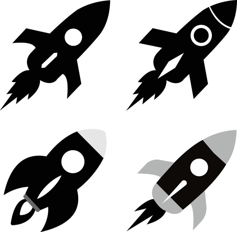Rocket icon set with white background vector