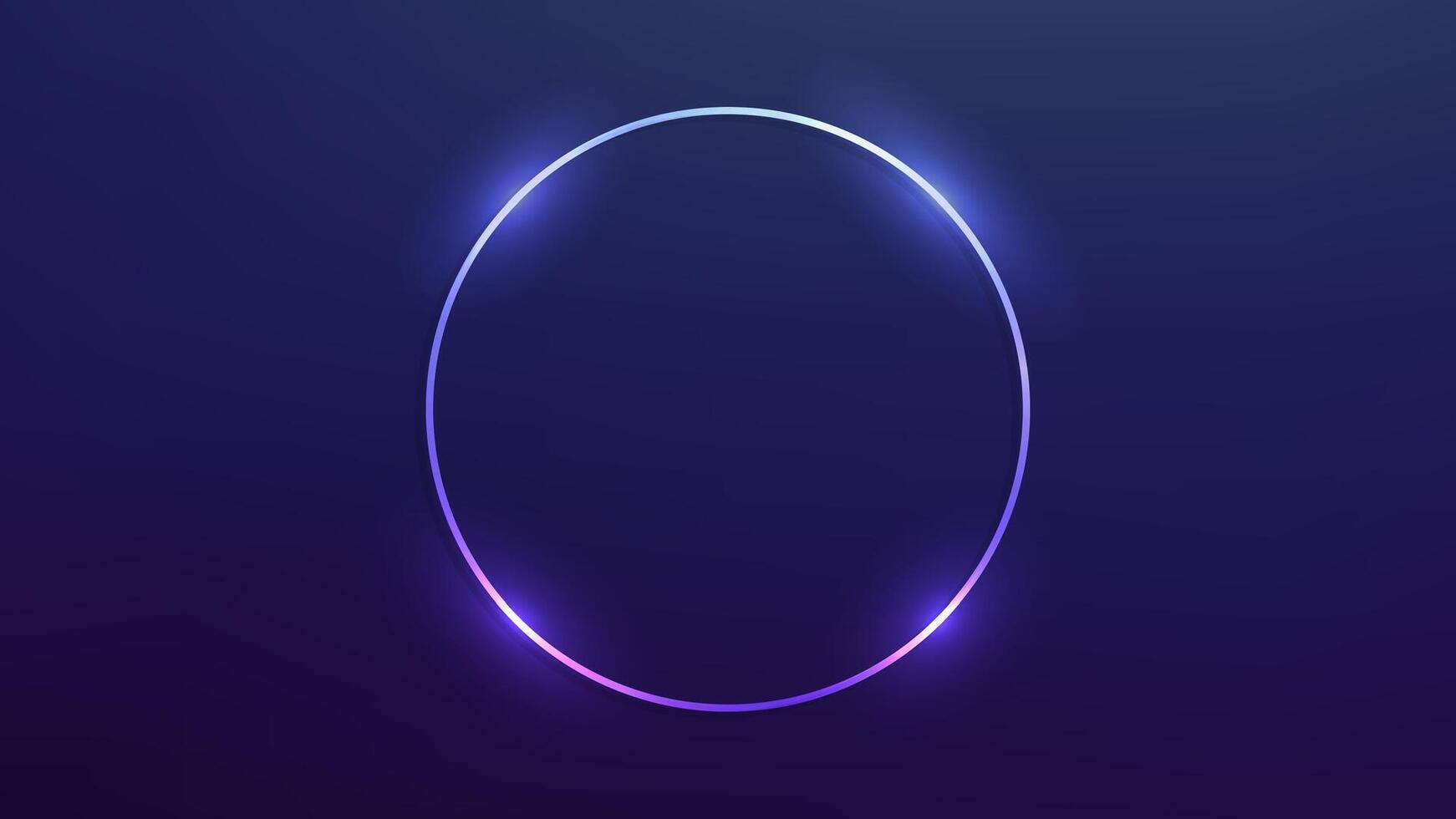Neon circle frame with shining effects on dark blue background. Empty glowing techno backdrop. illustration vector