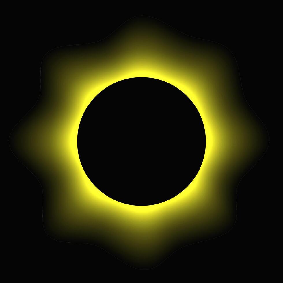 Circle illuminate frame with gradient. Yellow round neon banner isolated on black background. illustration vector