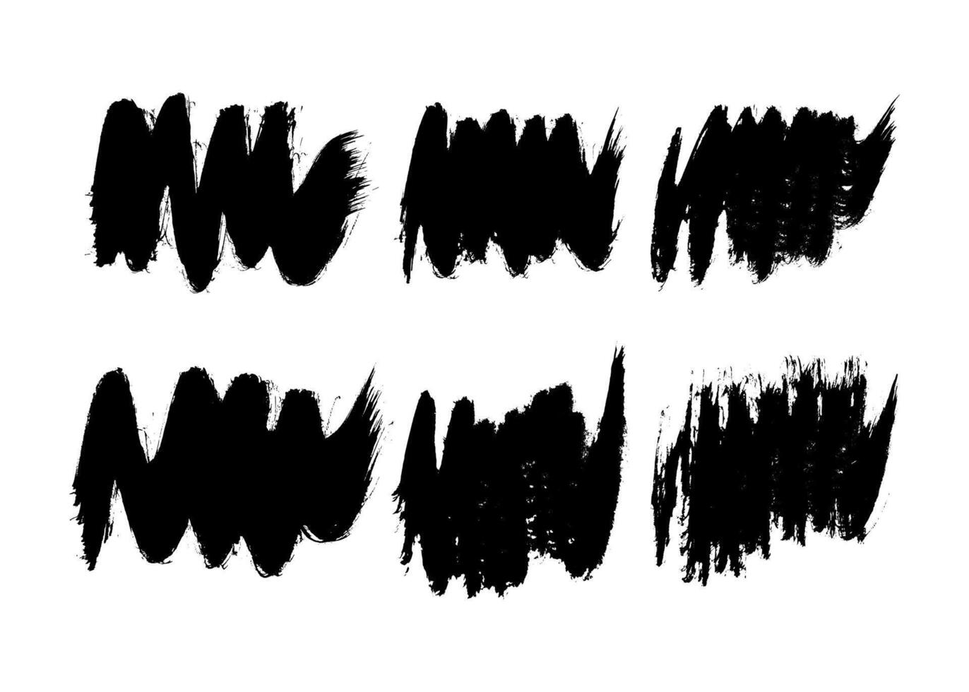 Big set of black brush strokes. Hand drawn ink spots isolated on background. illustration vector
