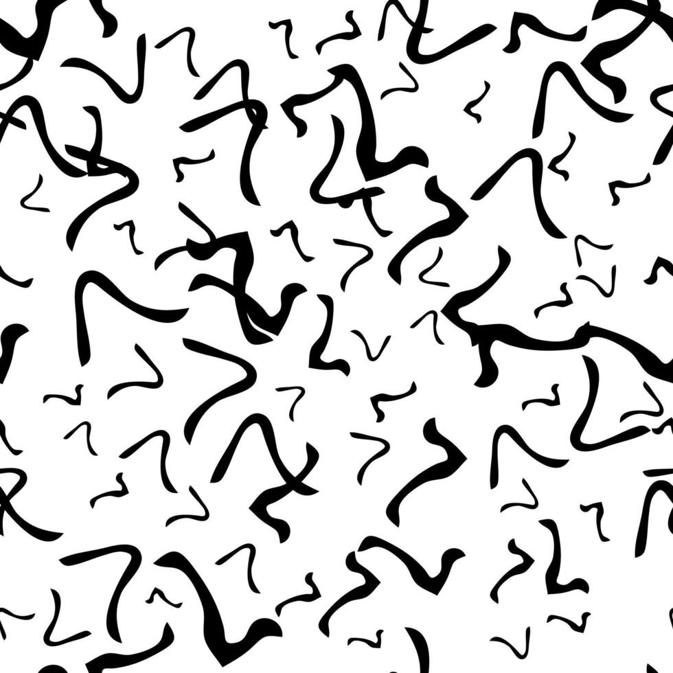 Seamless pattern with black sketch hand drawn squiggle shape on white background. vector
