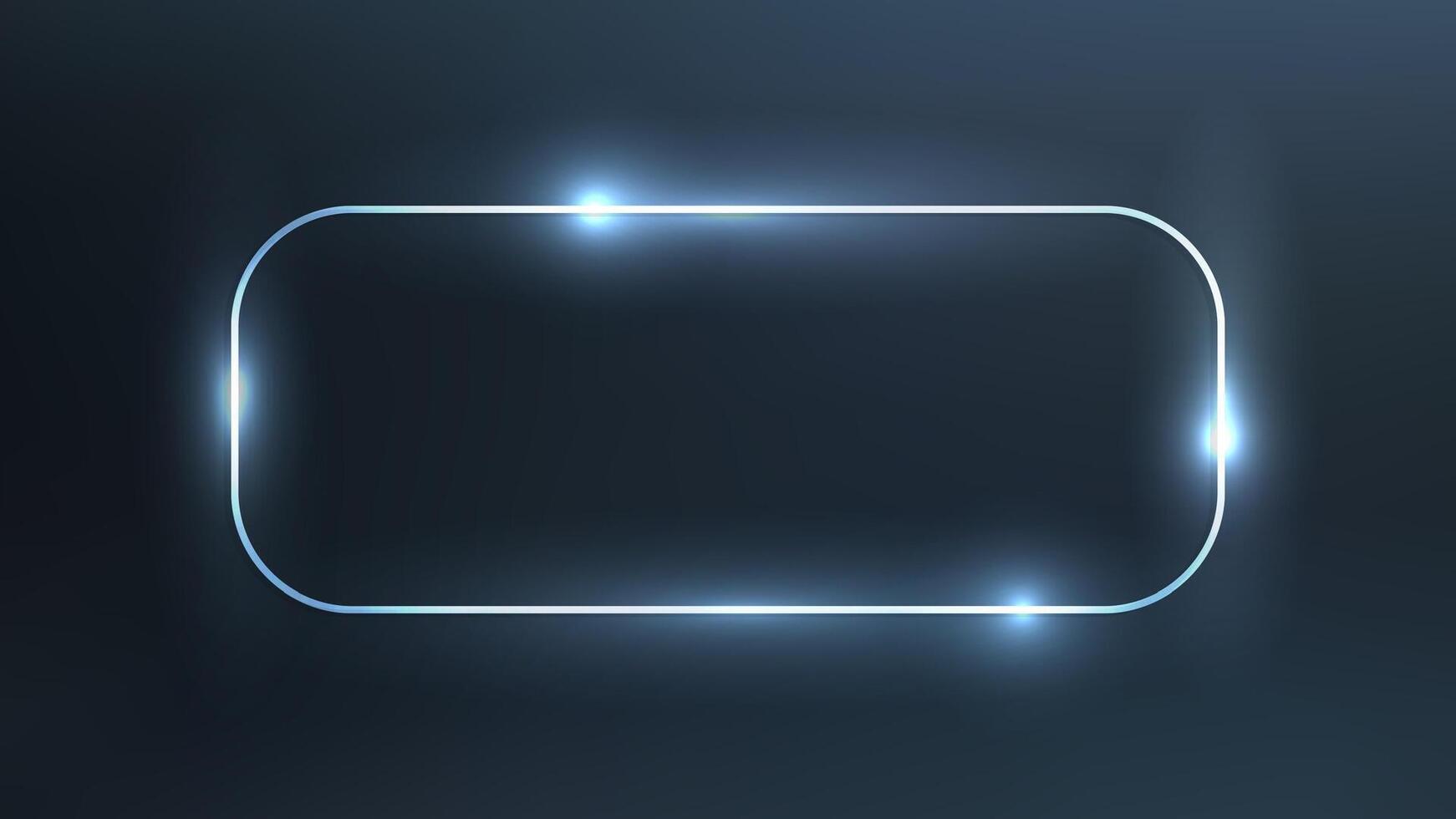 Neon rounded rectangle frame with shining effects on dark background. Empty glowing techno backdrop. illustration vector