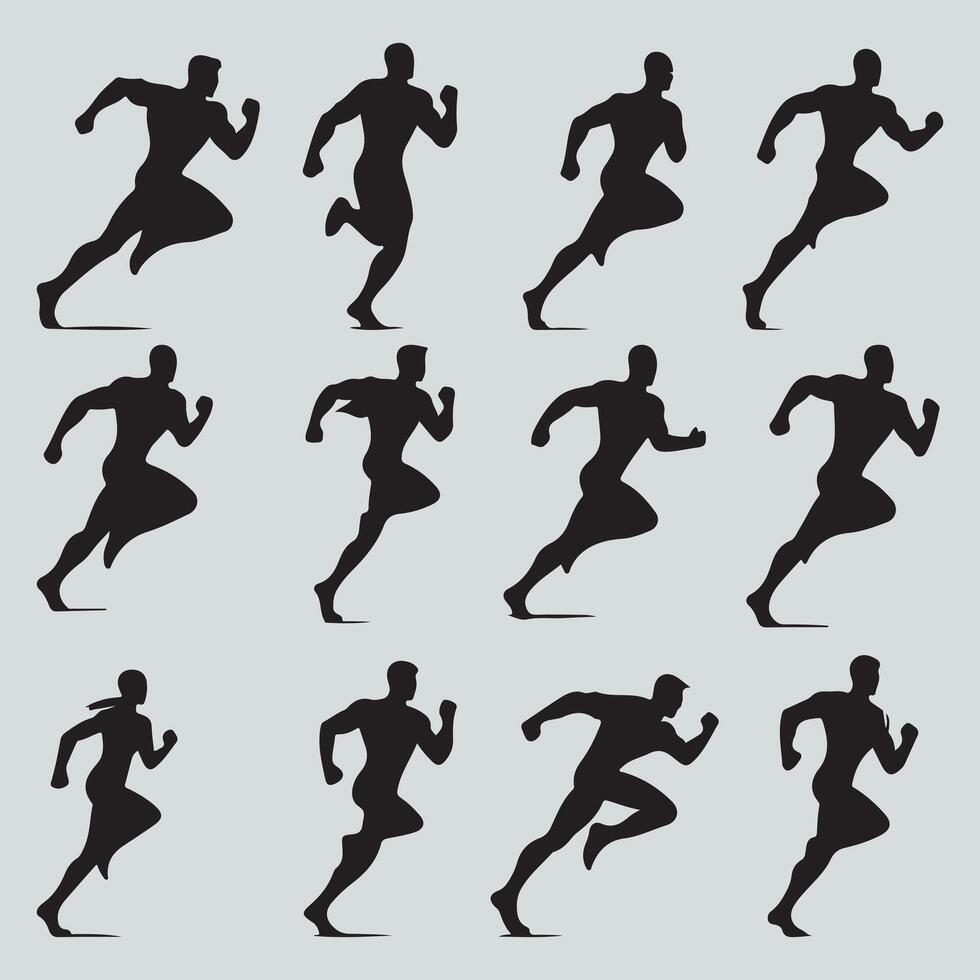 set of an a super man silhouette design on a white background vector