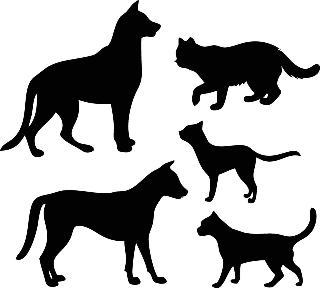 Creative Dog and cat Silhouette design on a white background vector
